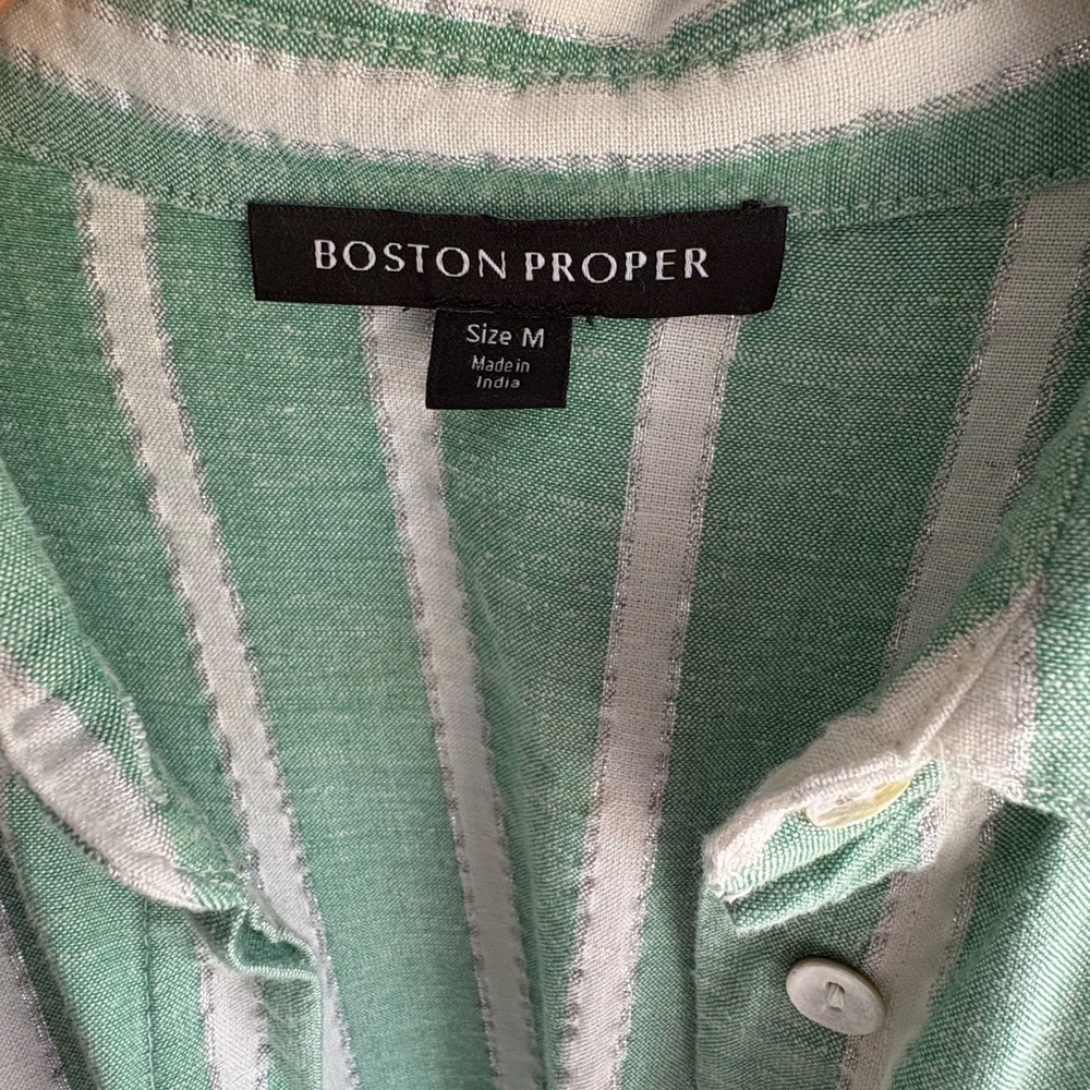 Boston Proper Mint and White Striped Dress - Picture 2 of 8